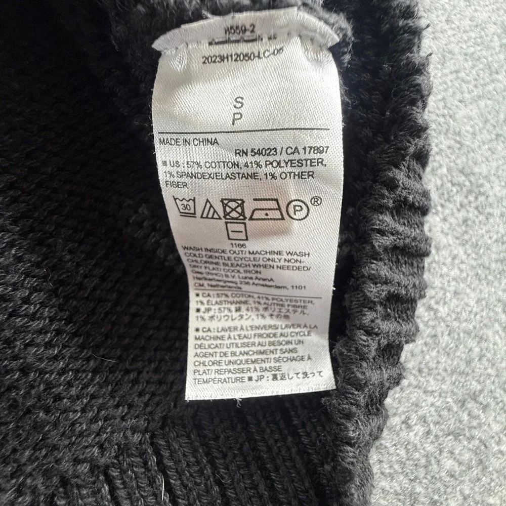 Banana Republic Mens Black Shaker Stitch Crew Neck Sweater Size S Cotton Blend
